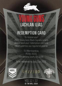 2022 NRL Elite - Young Guns Signature #YGS12 Lachlan Ilias Back